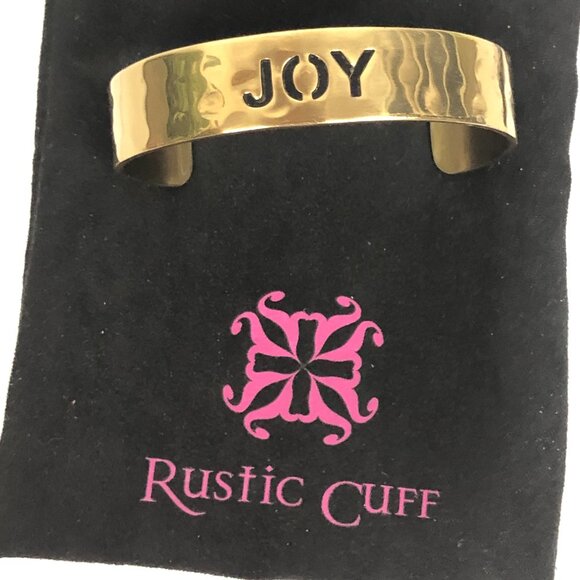 Rustic Cuff Gold "JOY"  Bracelet EUC - Picture 1 of 3